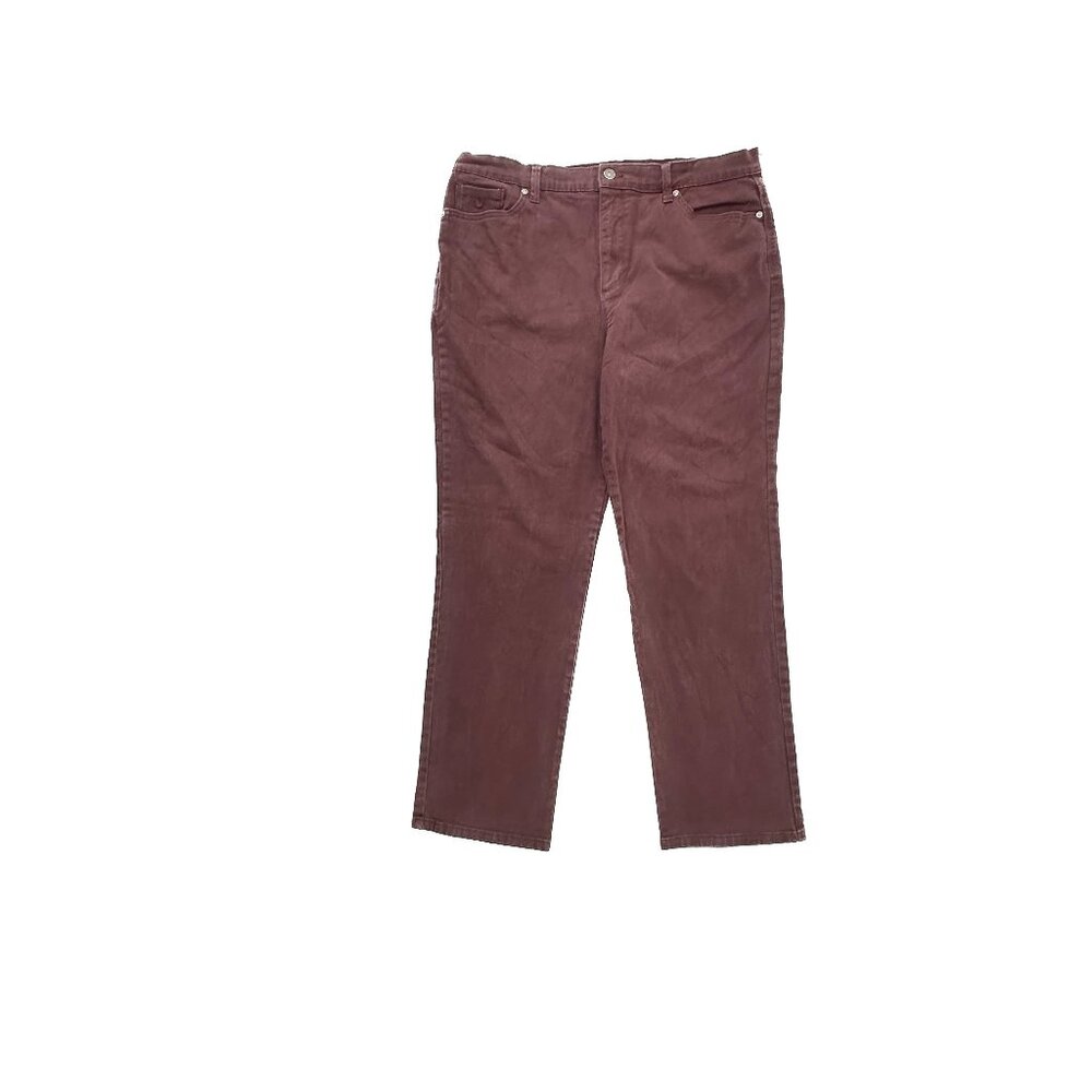 Gloria Vanderbilt Amanda Jeans Womens 16 Red Burgundy Straight Leg Stretch Denim